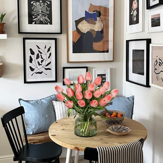 Detalle de Briful 20er Set künstliche Tulpen mit Real-Touch Latex (Polyurethan) – Deko für Home, Hochzeit & Party