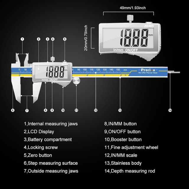 Thumbnail 3 de Preciva Calibrador digital 150 mm 📏
