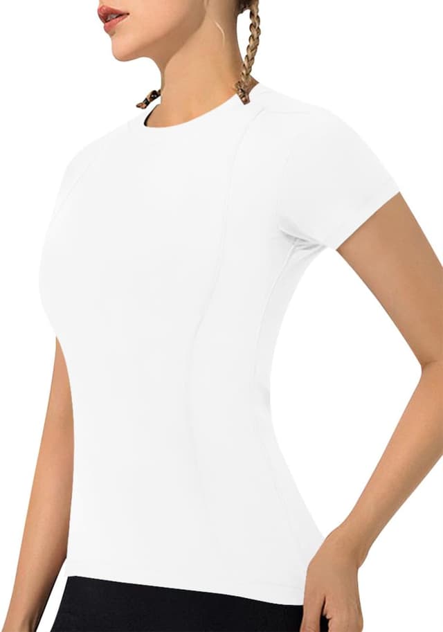 Detalle de IECCP Women’s Gym Shirts Workout, Yoga & Running Sports Tops (Quick-dry, Short Sleeve)