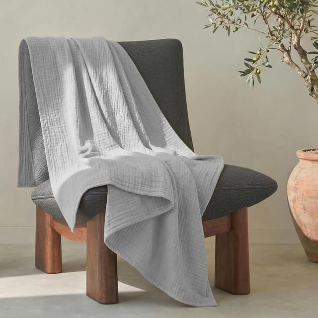 Thumbnail 6 de Dreamzie couverture en mousseline 4 couches 127x177 cm – coton léger, respirant et Oeko-Tex gris clair