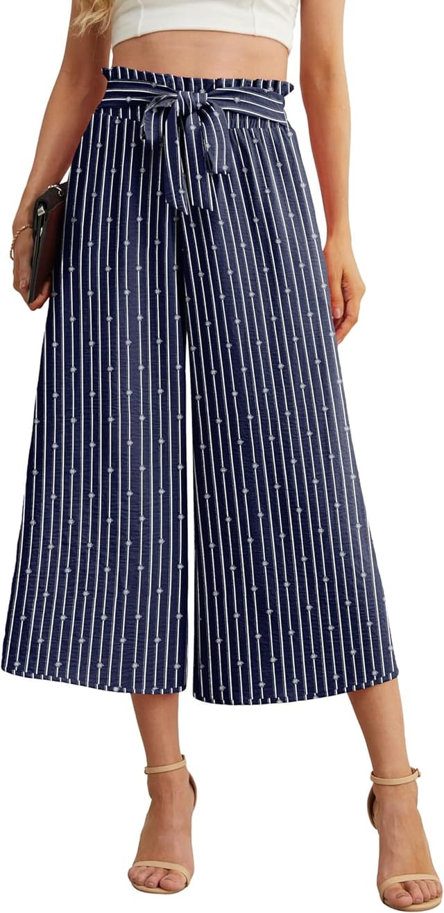 Thumbnail 6 de IWOLLENCE High-Waist Adjustable Knot Wide-Leg Pants for Women (100% Polyester)