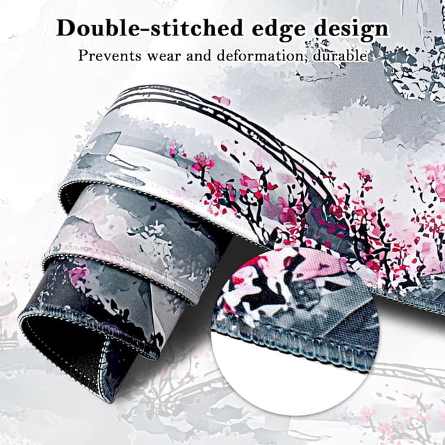 Detalle de Yimomoyi Mauspad XXL 900x400 mm (E90) mit vernähten Kanten – für Gaming, Arbeit & Studium