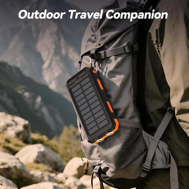 Thumbnail 6 de Vikeri Solar Power Bank 26800mAh with USB-C fast charging, solar panel, torch & compass (Dark Orange)