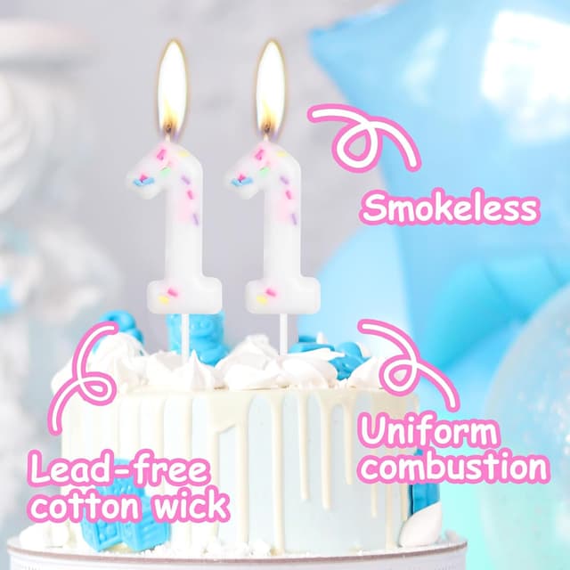 Detalle de Hongplus Girls Colourful 2nd Birthday Candle (Number 2) with Sprinkles