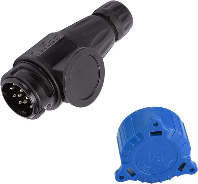 Detalle 1 de ETUKER 13-poliger Anhängerstecker mit Parkschutzabdeckung (12-V, 13-polig) für Anhänger, Wohnmobil & Co.