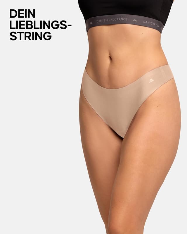 Detalle de DANISH ENDURANCE Unsichtbare String-Tangas aus Mikrofaser im 3er Pack (Nathlos) für Sport & Alltag