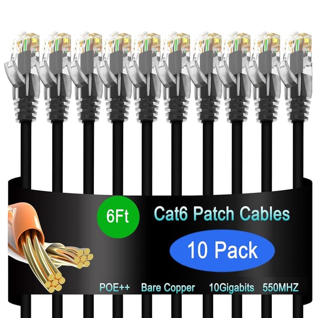 Imagen de CAT 6 Ethernet Patch Cable 6 ft 10 Pack en OfertitasTOP