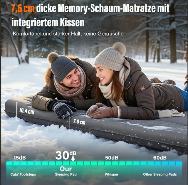 Detalle de HiiPeak Isomatte R-Wert 9,5 – Extra Thermal Campingmatratze für 2 Personen mit Kissen