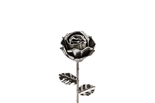 Detalle de Forging Art Bcn Rosa Eterna de Hierro Forjada a Mano (Plata) – Rosa permanente de hierro para aniversarios y regalos
