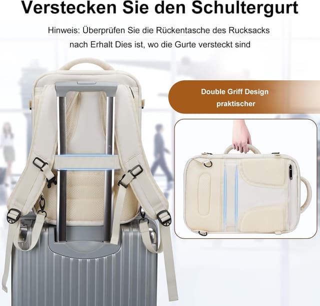 Thumbnail 3 de MATEIN Handgepäck Rucksack 40x30x20 Beige