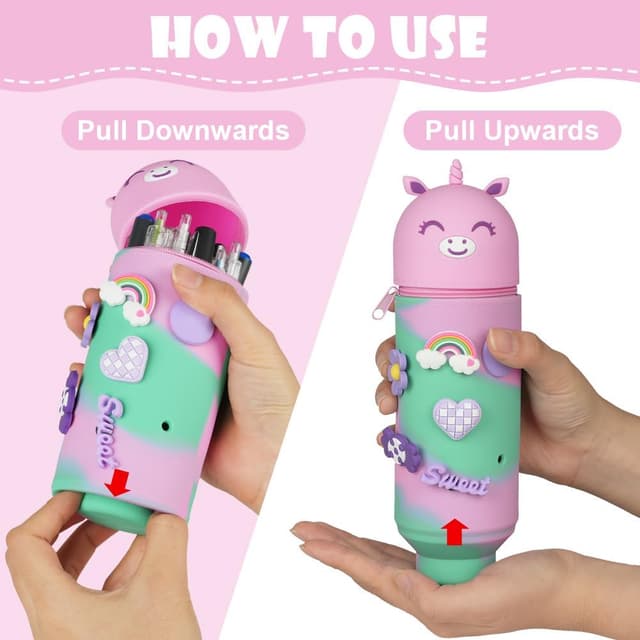 Detalle de Vicloon Astuccio telescopico in silicone 2 in 1 con cerniera, unicorno