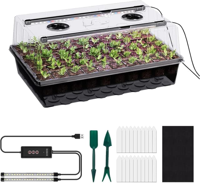 Detalle de ROCKY&CHAO grow light seed tray kit, 60-cell