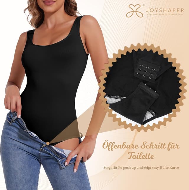 Detalle de Joyshaper Basic Tank Body mit Tanga-Form – shapewear Bauchweg Miederbody mit offenem Schritt