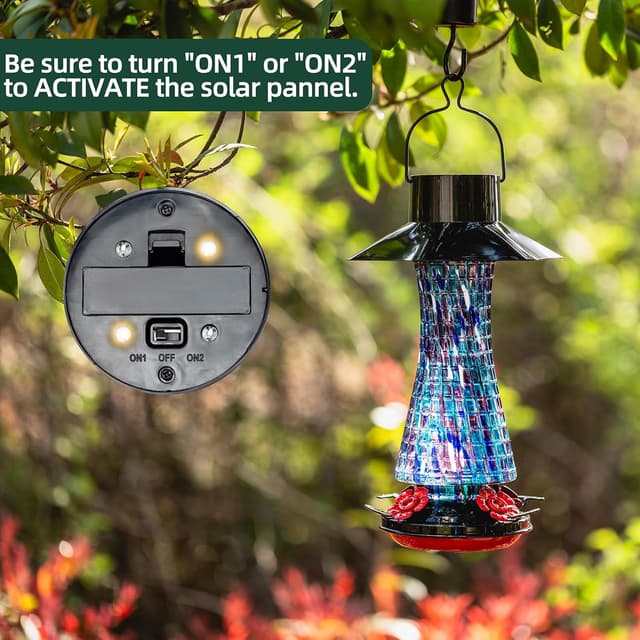 Detalle de Muse Garden Solar Hummingbird Feeder, 38oz