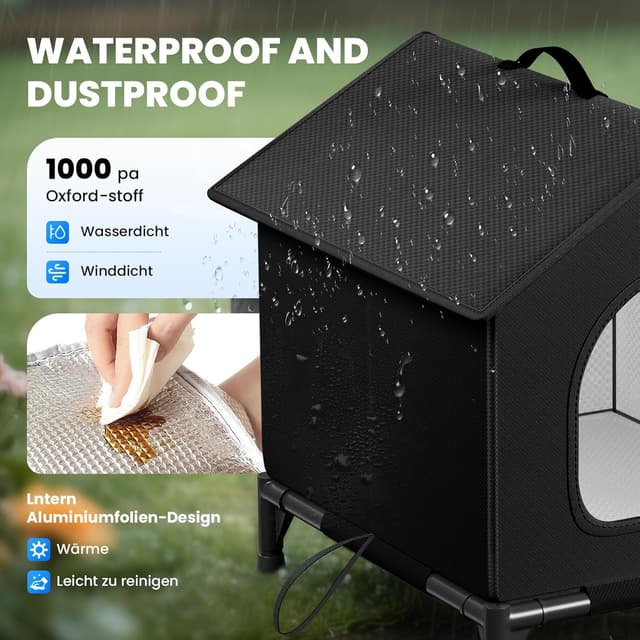 Detalle de LUNNTE Outdoor Katzenhaus 34x40x47 cm