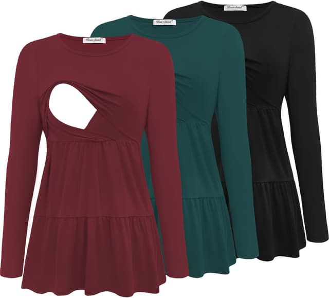 Thumbnail 6 de Bearsland Women’s Nursing Top 3-pack Long Sleeve Scoop Neck Breastfeeding Shirts