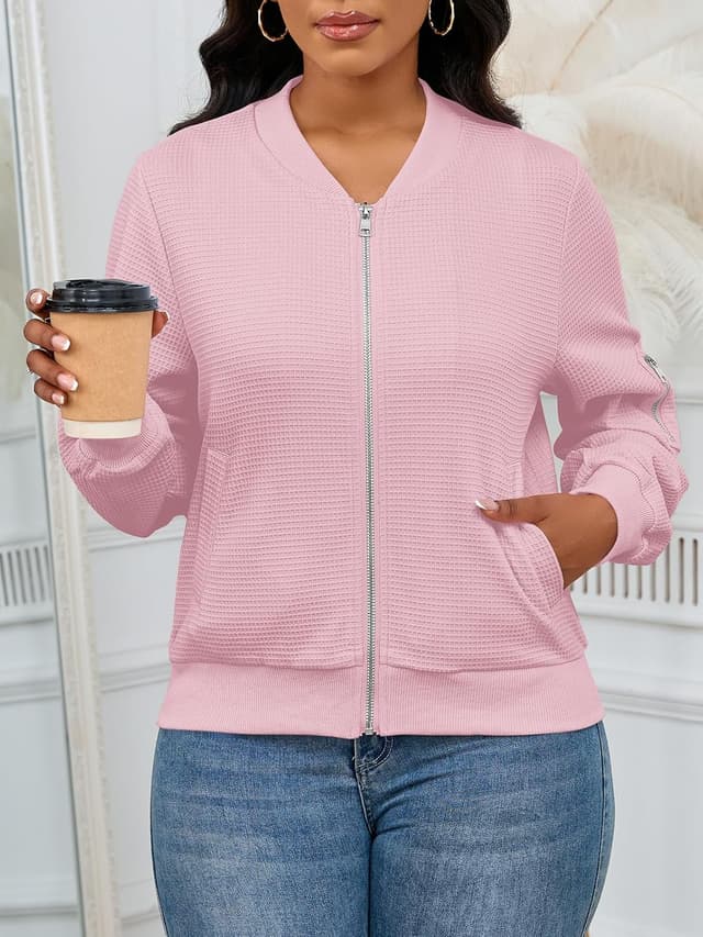 Detalle 2 de PerZeal Women Casual Full Zip Up Comfy Loose Long Sleeve Sweatshirt Coat Jacket with Pockets