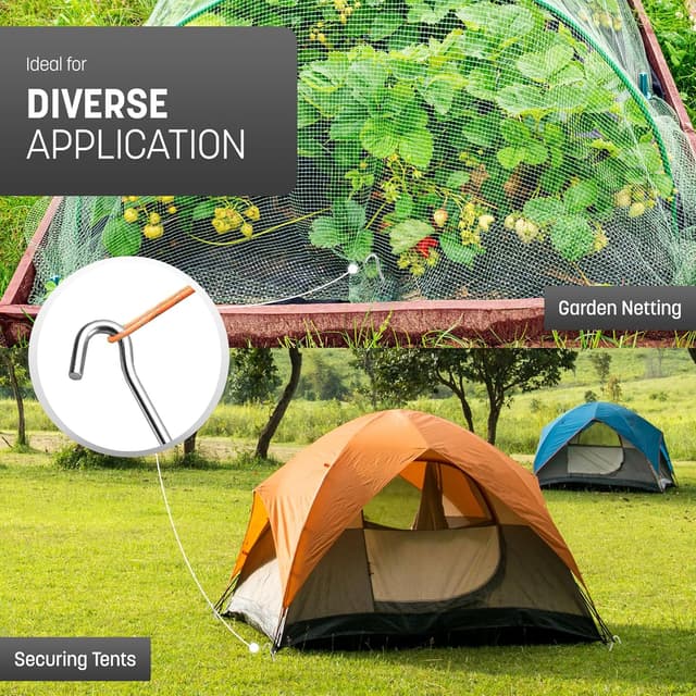 Detalle 1 de KEPLIN Steel Alloy Tent Pegs (50 Pack) – 9 inch galvanised ground pegs for camping, gazebos and netting