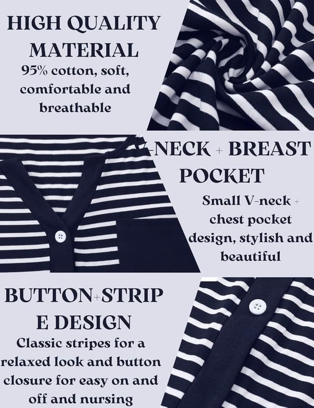 Thumbnail 5 de Marvmys Stillnachthemd Baumwolle 95% 3/4 Ärmel