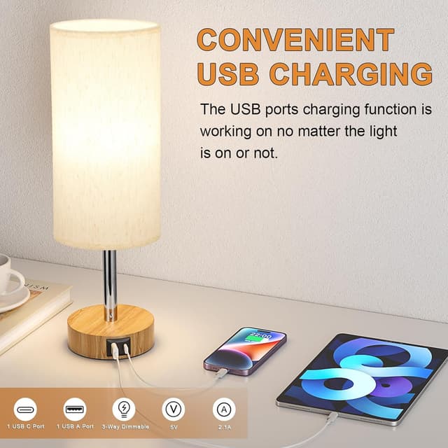 Thumbnail 4 de Aooshine Bedside Lamps set of 2, USB-C ports