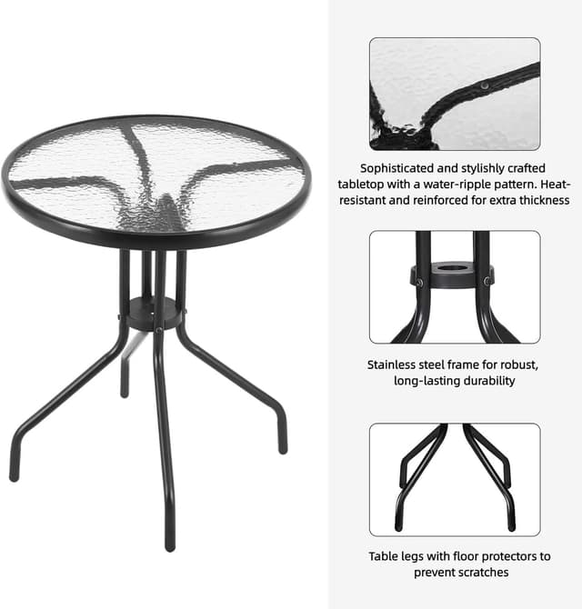 Detalle 2 de Clevich 3-piece patio bistro set, 2 sq m