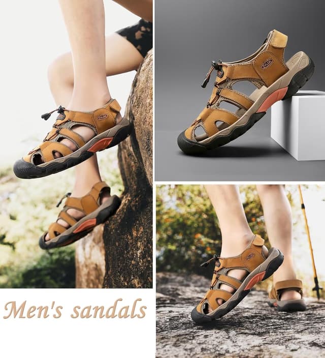 Detalle 2 de ZYLDK Sports closed-toe leather outdoor sandals for men