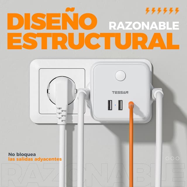 Thumbnail 4 de TESSAN 6 en 1 Multiprise Murale 2500 W