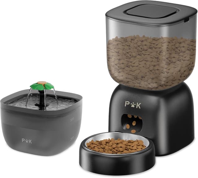 Detalle de PUPPY KITTY Distributore automatico cibo per gatti con fontanella 3L/2L e batteria fino a 180 giorni