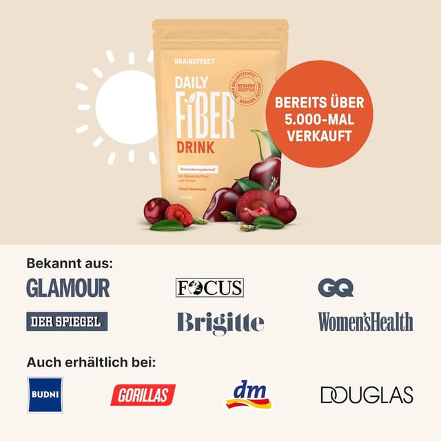 Detalle de BRAINEFFECT DAILY FIBER Ballaststoffgetränk mit Flohsamenschalen & Inavea™ Mix (zuckerfrei, 30 Portionen)