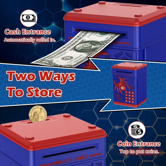 Detalle 2 de Spider Fingerprint Piggy Bank 600 coins