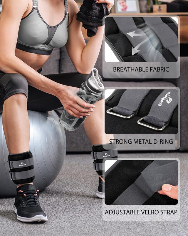 Detalle de Fragraim Gewichtsmanschetten für Fuß & Handgelenk (Paar) in 0,5 bis 10 kg – Trainingsgewichte für Gymnastik, Laufen & Bewegung