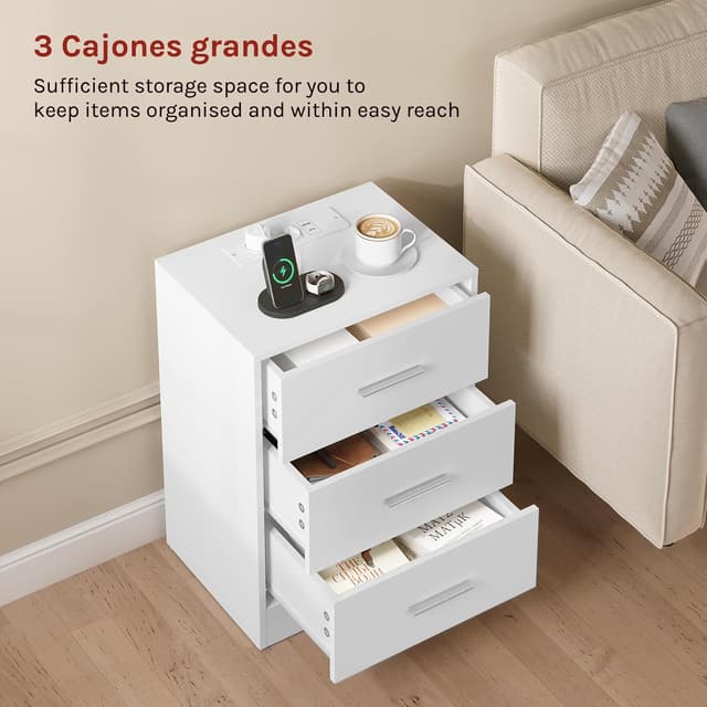 Thumbnail 5 de WOLTU Mesitas de Noche con Enchufes 3 Cajones