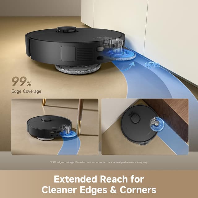 Detalle 2 de Dreame D30 Ultra Robot Vacuum and Mop with 25,000Pa Suction, Auto-Empty Dock and MopExtend Edge Cleaning (Black)