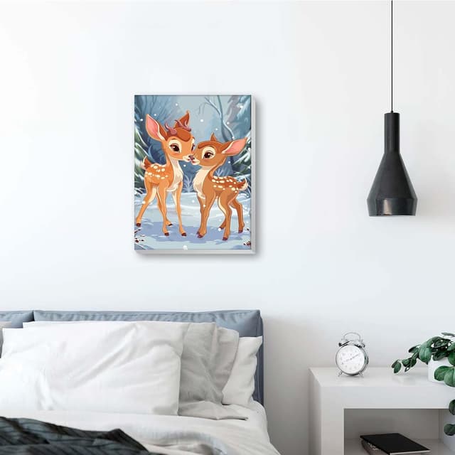 Detalle de Reofrey Framed Paint by Numbers Kit for Adults & Beginners (20x30cm) — Canvas Deer Animals