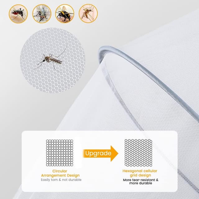 Detalle de Orzbow Mosquito Net for Pram – Universal pram net with two-way zippers and storage bag (Grey)