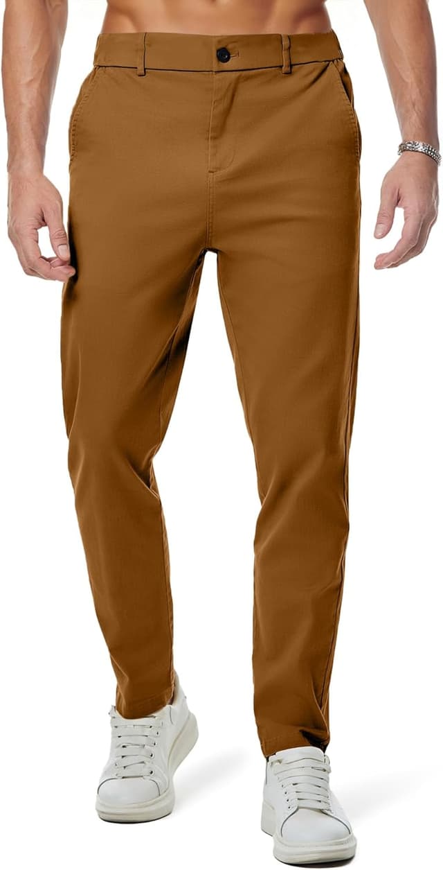 Detalle de JMIERR Baumwolle Chino Herren Stretch Cargo-Hose mit elastischem Bund und Taschen