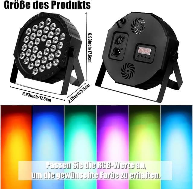 Detalle de ZHENNBY Par Licht mit 36 LED RGB, DMX und Fernbedienung für Bühne, DJ-Set & Party