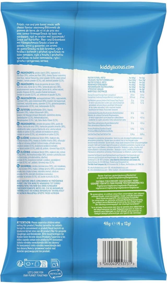 Thumbnail 5 de Kiddylicious Cheesy Straws 🧀 Snacks para Bebés a Partir de 9 Meses
