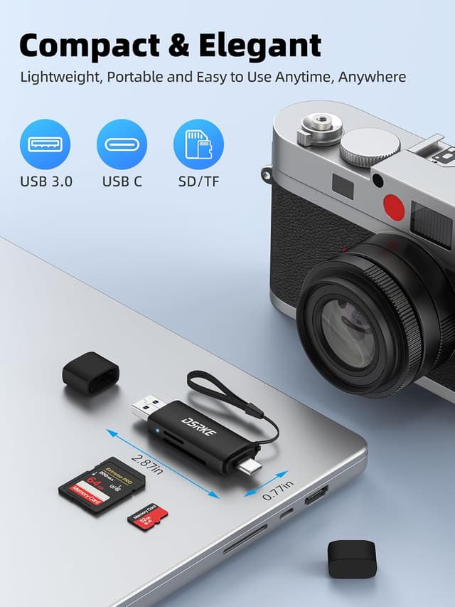 Thumbnail 6 de DSRKE Lecteur de cartes SD en aluminium (USB 3.0 + USB-C) pour microSD/TF/SDHC/SDXC/MMC