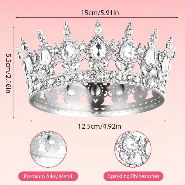 Detalle 2 de AOOSA Corona Regina Tiara di Strass 15 cm