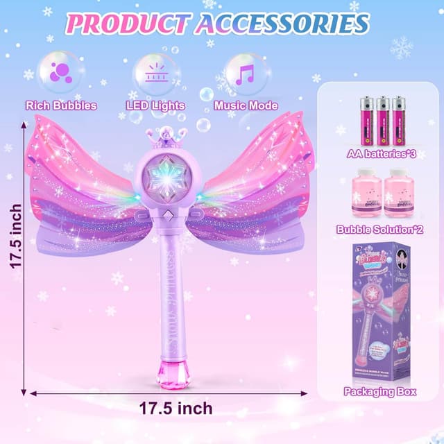 Thumbnail 6 de Britik Bubble Wands for Kids Girls LED Light & Music Bubble Machine (Purple) — Battery-Powered Outdoor Toy