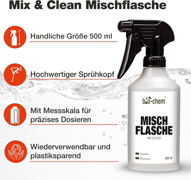 Detalle de bio-chem Rauchharz-Entferner Konzentrat 1.000 ml für Backofen & Gasgrill (inkl. Mischflasche und Reinigungsschwamm)