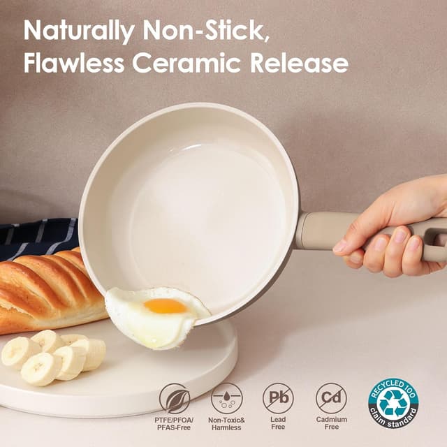 Detalle de SENSARTE Ceramic Nonstick Cookware Set 17pc