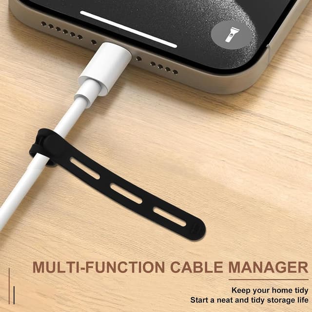 Detalle de Alyxen 8x Silikon-Kabelbinder, 130 mm – Kabelorganisator mit Schnalle zum Binden & Ordnen (Schwarz/Weiß)