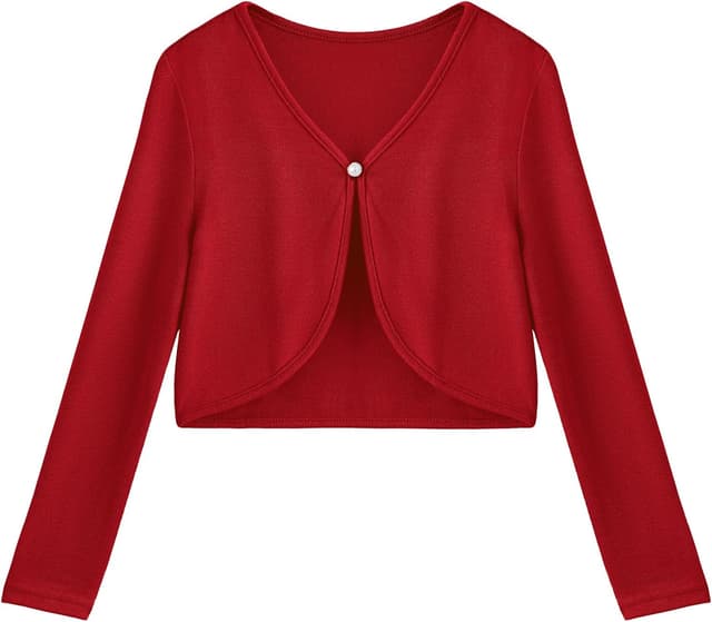 Detalle de Arshiner Mädchen-Bolero Strickjacke mit Knopfverschluss (offene Vorderseite), 8 bis 14 Jahre