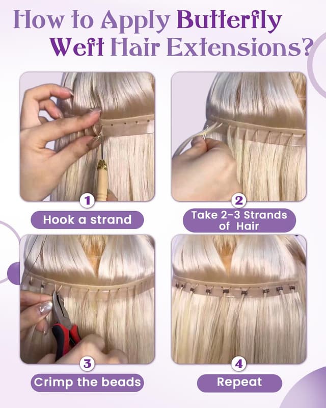 Detalle de LaaVoo Butterfly Weft Echthaar Tressen – doppelseitig, nahtlos, kleberfrei, Schwarz (40 cm, 80 g)