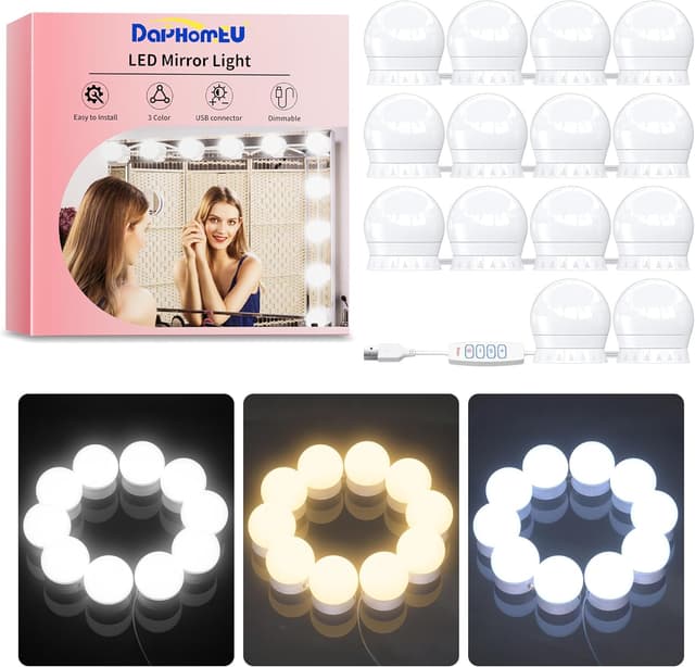 Thumbnail 6 de daphomeu Mirror Lights (10 bulbs) – USB Hollywood vanity light kit for mirrors