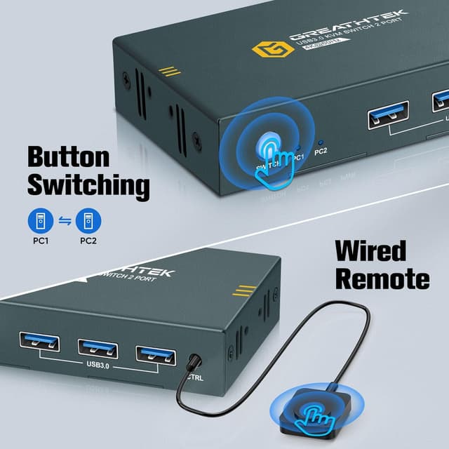 Thumbnail 4 de GREATHTEK 4K60Hz KVM Switch 2 PC