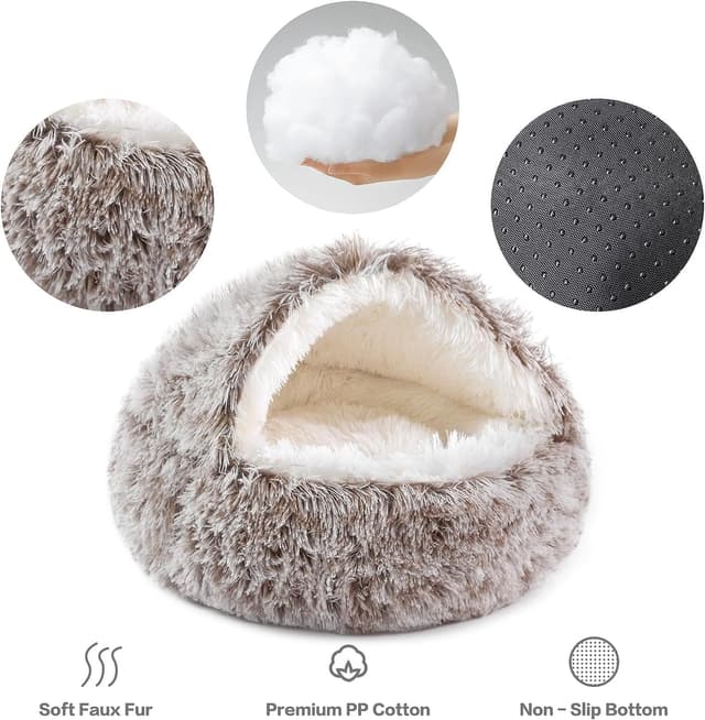 Detalle de SHJOEE Flauschig Hundebett Muschelform – waschbares Plüsch-Hundekissen mit Anti-Rutsch-Boden