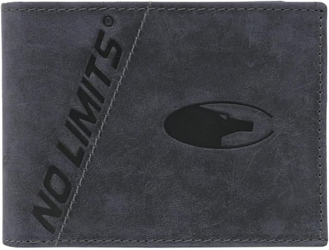 Detalle de No Limits Classico portefeuille homme bifold en cuir véritable effet vieilli bleu marine avec porte-monnaie et fenêtre
